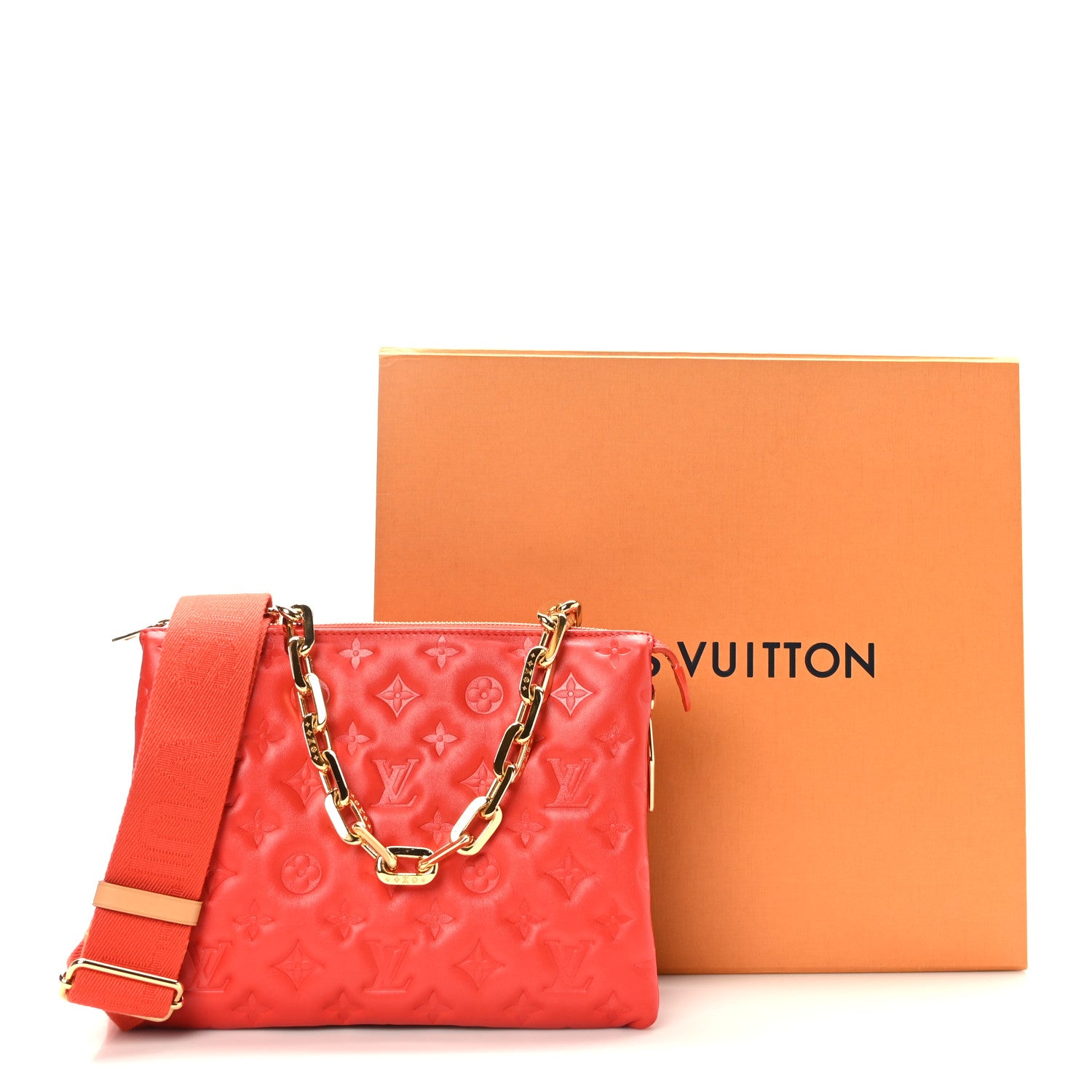 Louis Vuitton Lambskin Embossed Monogram Coussin PM Red 10 of 10