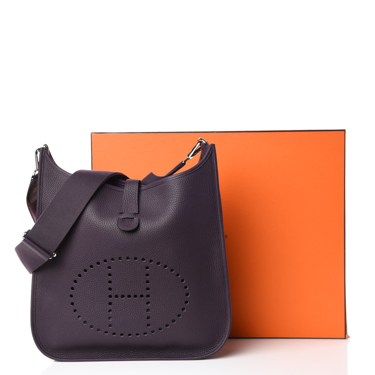 Hermes Taurillon Clemence Evelyne III GM Raisin 10 of 10