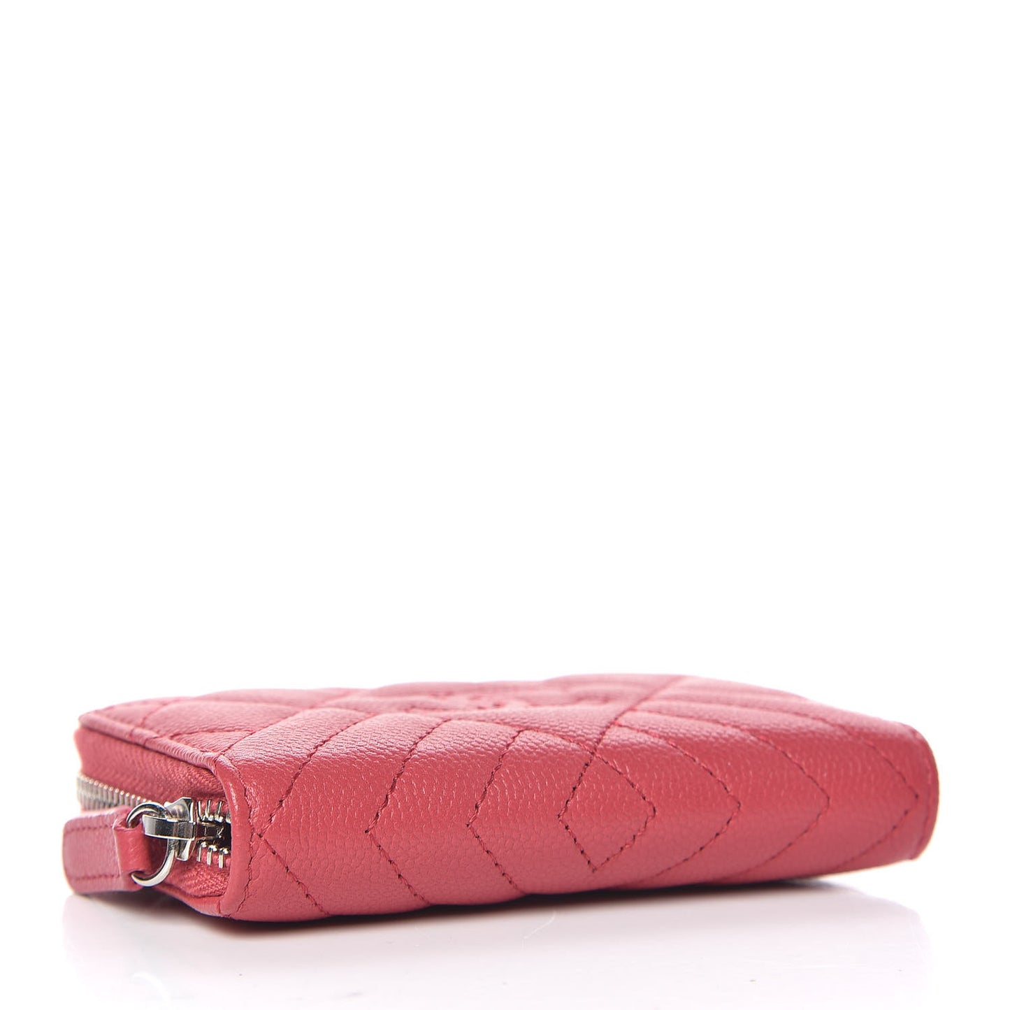 Caviar Quilted Diamond CC Duo Zip Coin Purse Pink