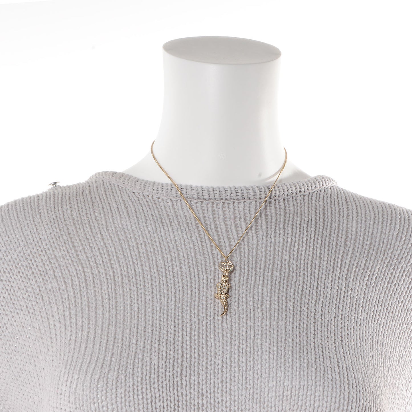 Crystal CC Alligator Necklace Gold