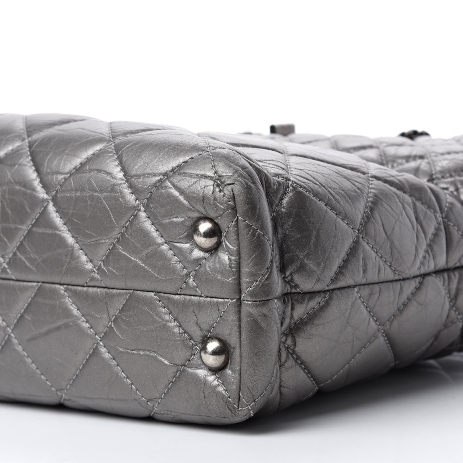 Chanel Metallic Aged Calfskin Quilted Reissue 2.55 Tote Dark Grey 7 of 15