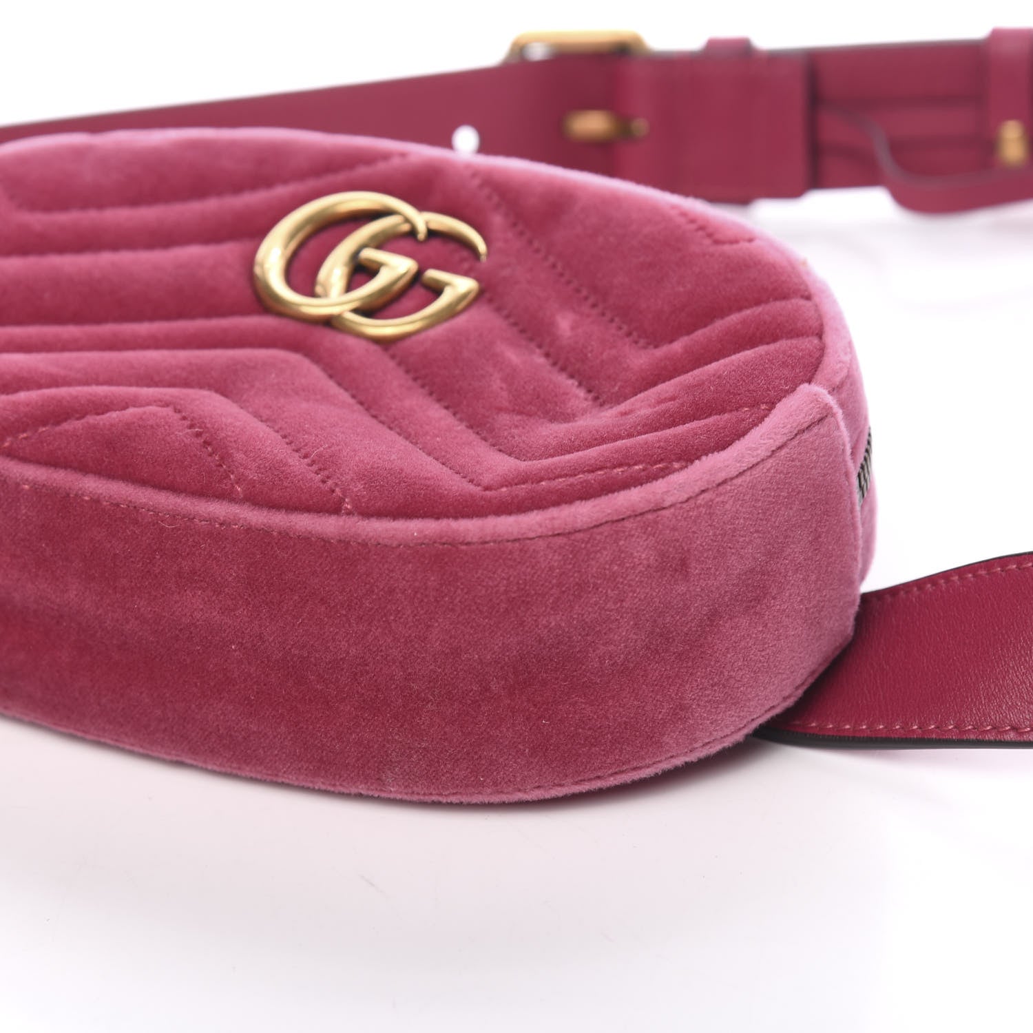 Gucci Velvet Matelasse GG Marmont Belt Bag 85 34 Light Raspberry Rose 9 of 10