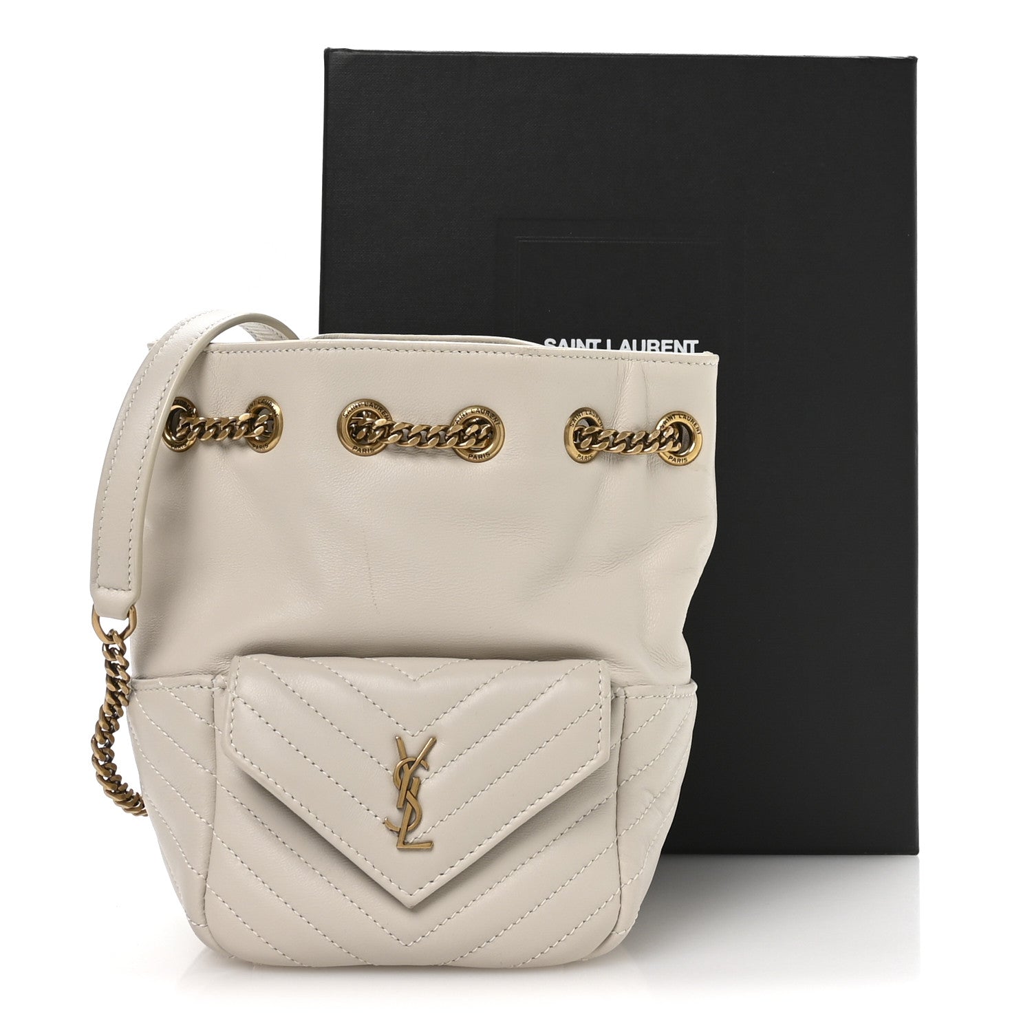 Saint Laurent Lambskin Matelasse Monogram Joe Nano Bucket Bag Crema Soft 21 of 21