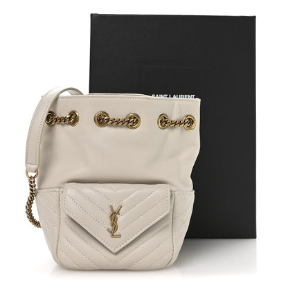 Saint Laurent Lambskin Matelasse Monogram Joe Nano Bucket Bag Crema Soft 21 of 21