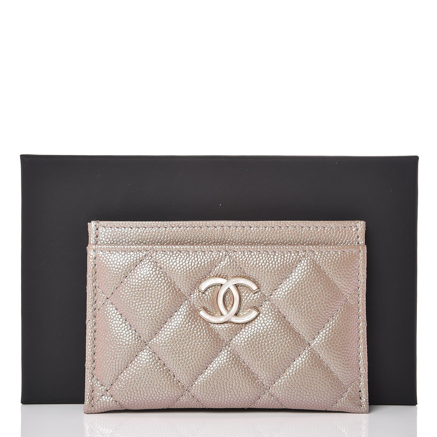 Chanel Iridescent Caviar Quilted Card Holder Beige 8 of 8
