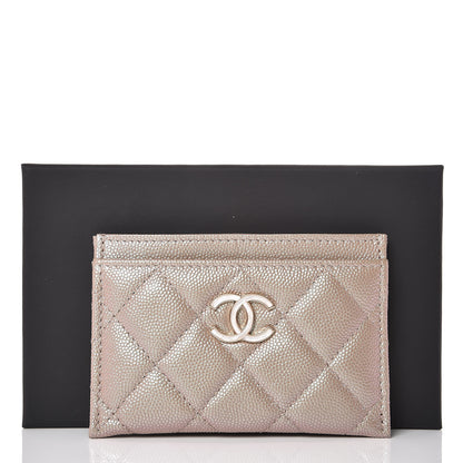 Chanel Iridescent Caviar Quilted Card Holder Beige 8 of 8