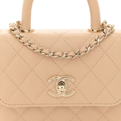 Chanel Caviar Quilted Coco Handle Clutch With Chain Beige 8 of 11