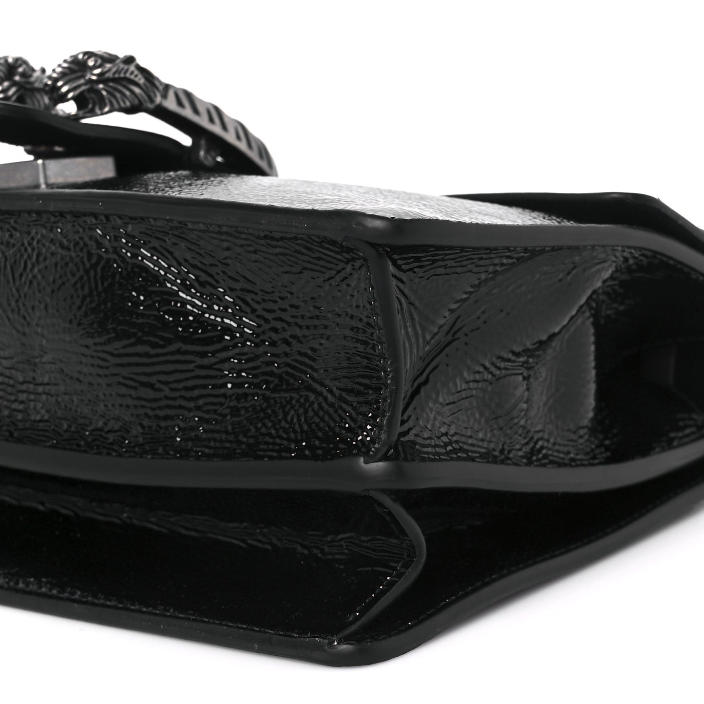 Crinkled Patent Small Dionysus Shoulder Bag Black