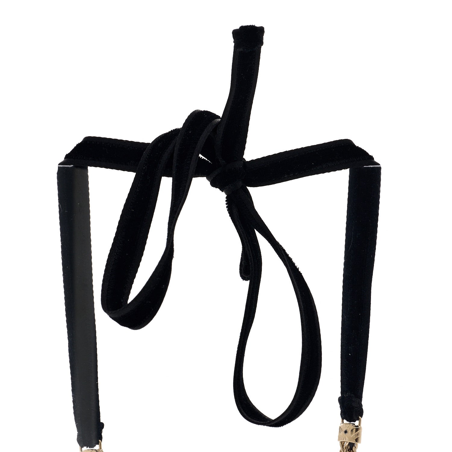 Chanel Metal Lambskin Crystal CC Chain Tie Headband Gold Black 5 of 5