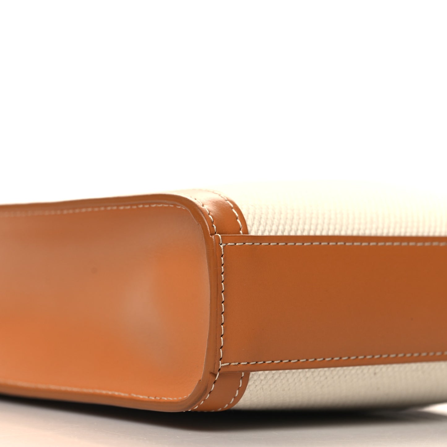 Canvas Calfskin Mini Vertical Cabas Natural Tan