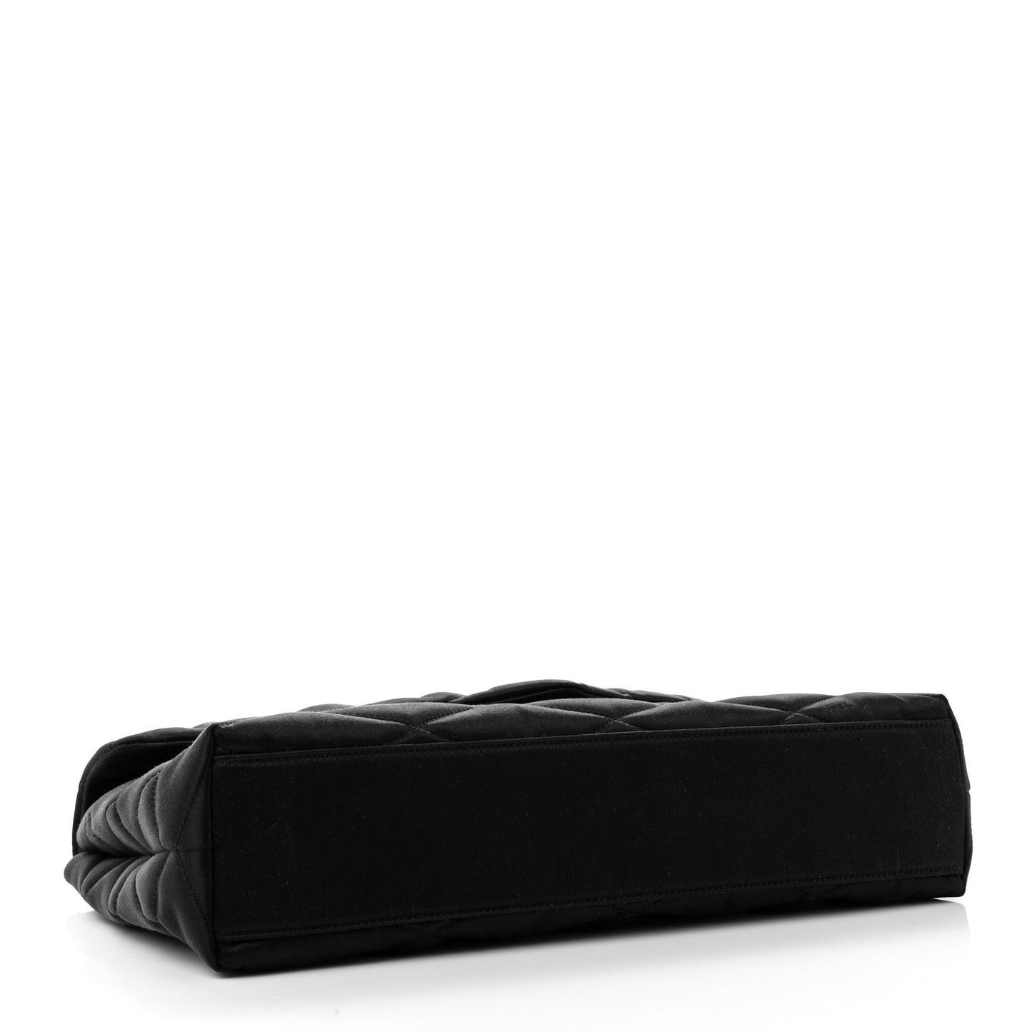 Satin Quilted Sade Puffer Envelope Clutch Black