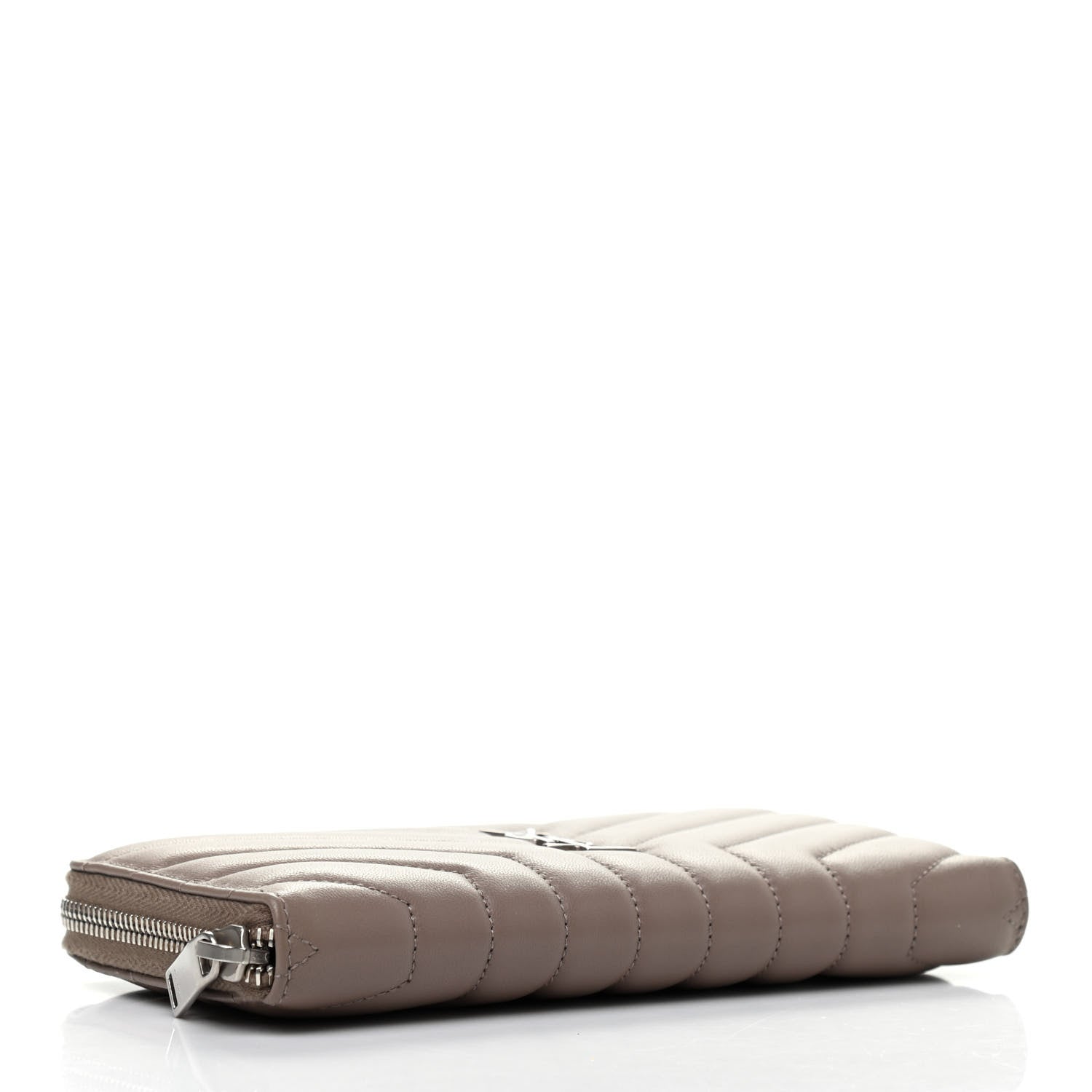 Saint Laurent Calfskin Matelasse Chevron Monogram Zip Around Wallet Mink 4 of 7