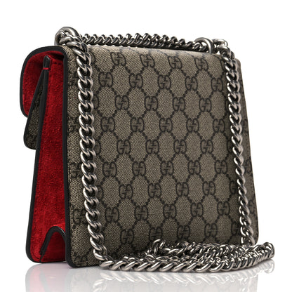 Gucci GG Supreme Monogram Suede Mini Dionysus Shoulder Bag Beige Ebony Vulcanic Red 3 of 9