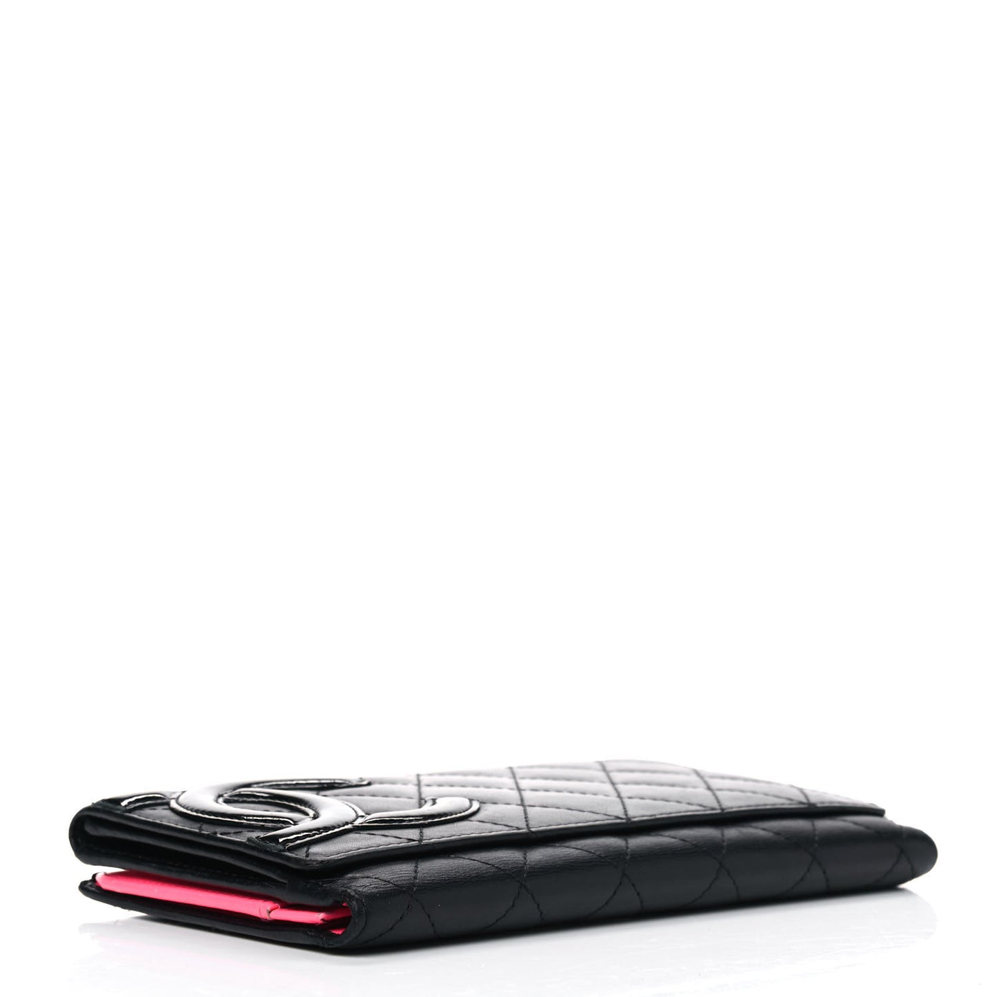 Calfskin Quilted Cambon Long Double Wallet Black