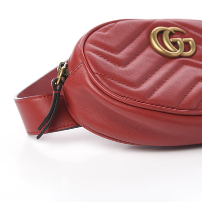 Gucci Calfskin Matelasse GG Marmont Belt Bag 75 30 Hibiscus Red 7 of 9