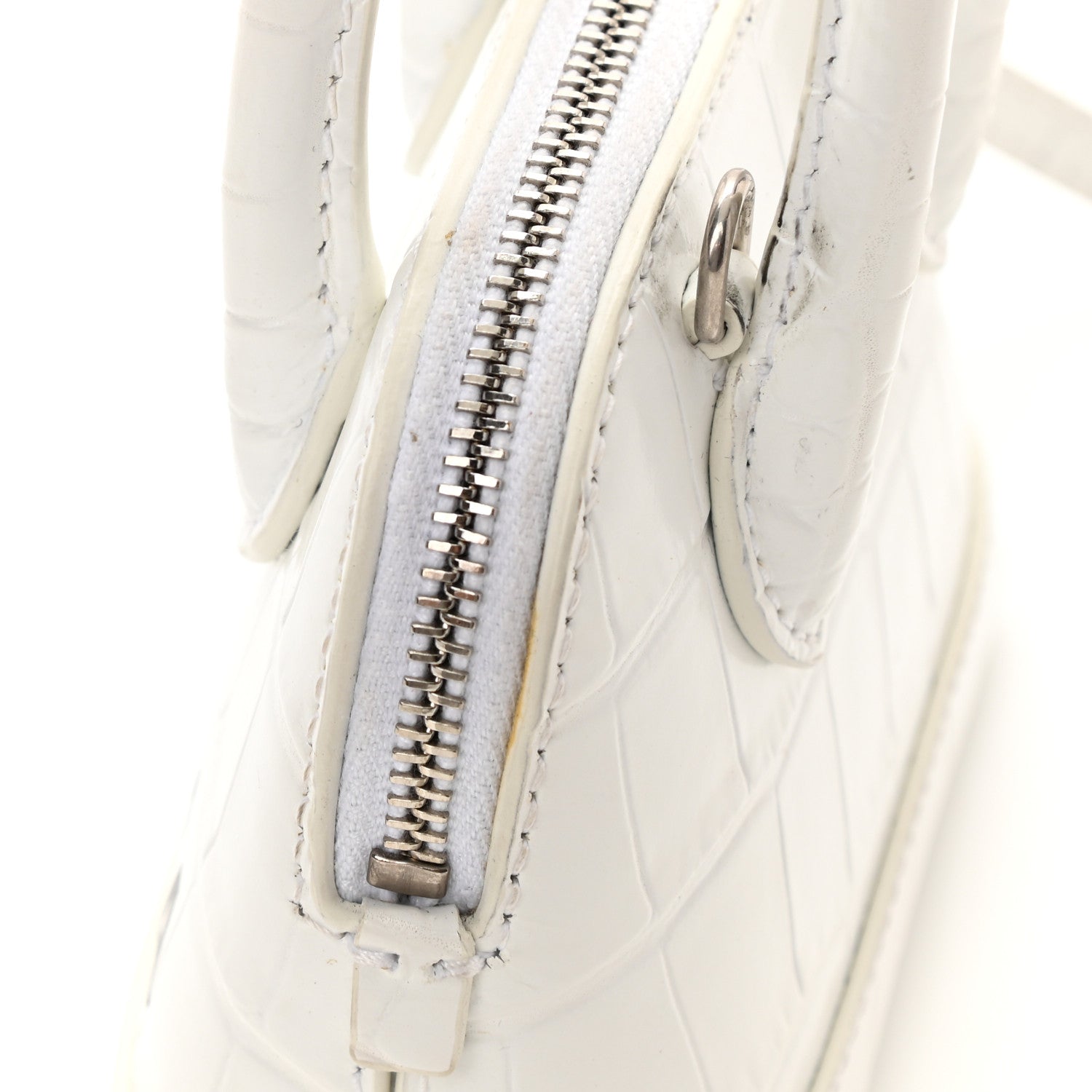Balenciaga Calfskin Logo Crocodile Embossed Mini Ville Top Handle Bag White Black 8 of 9