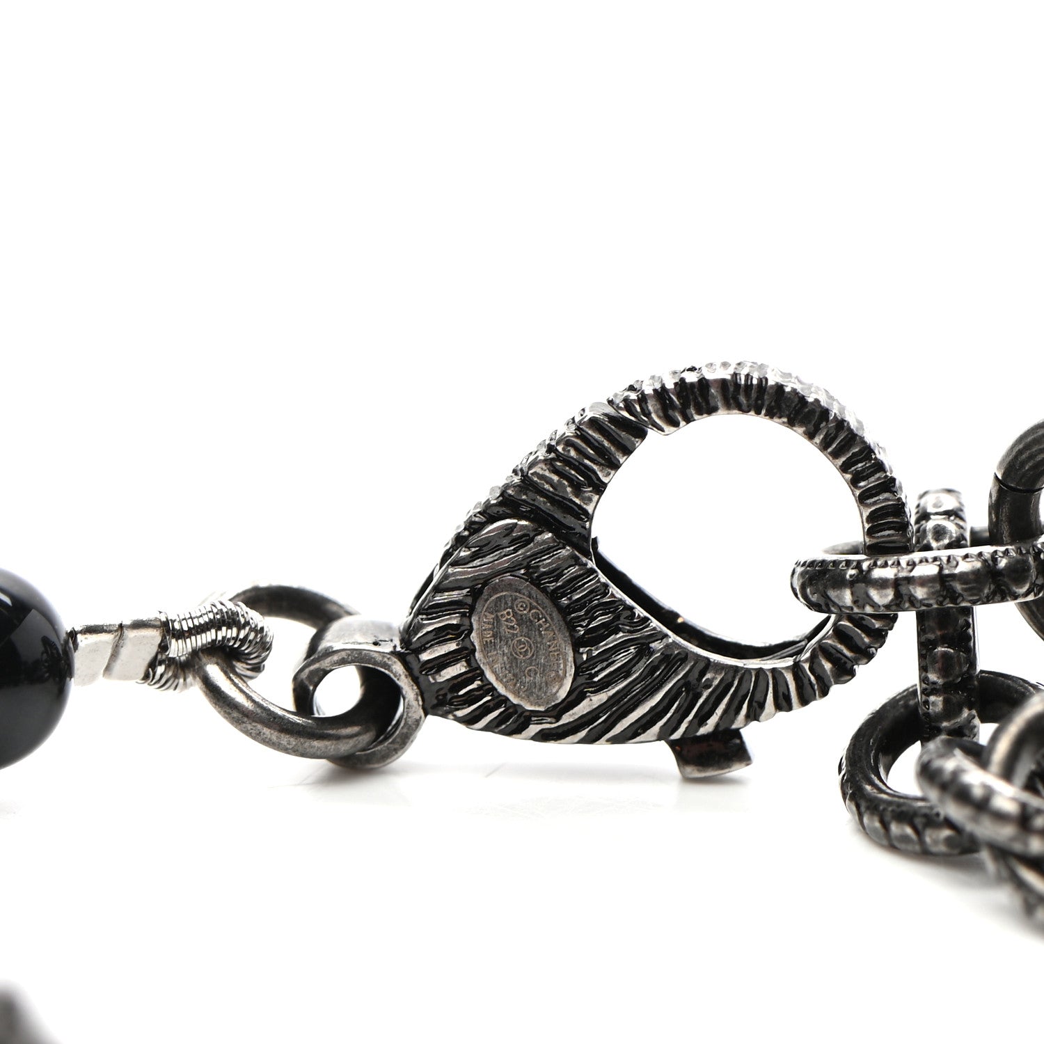 Chanel Pearl Crystal CC Camellia Bracelet Ruthenium Black 4 of 4