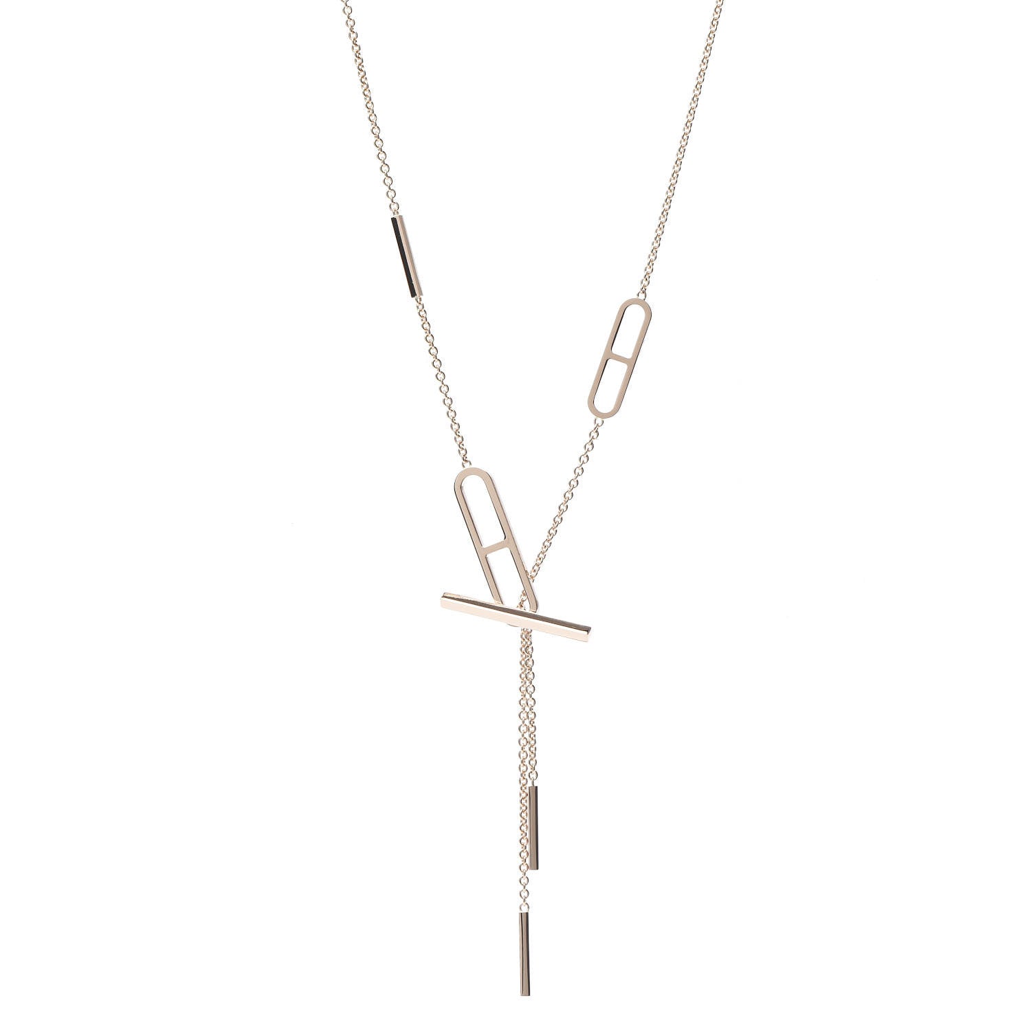 Hermes 18K Rose Gold PM Ever Chaine D'Ancre Double Necklace ST 1 of 5