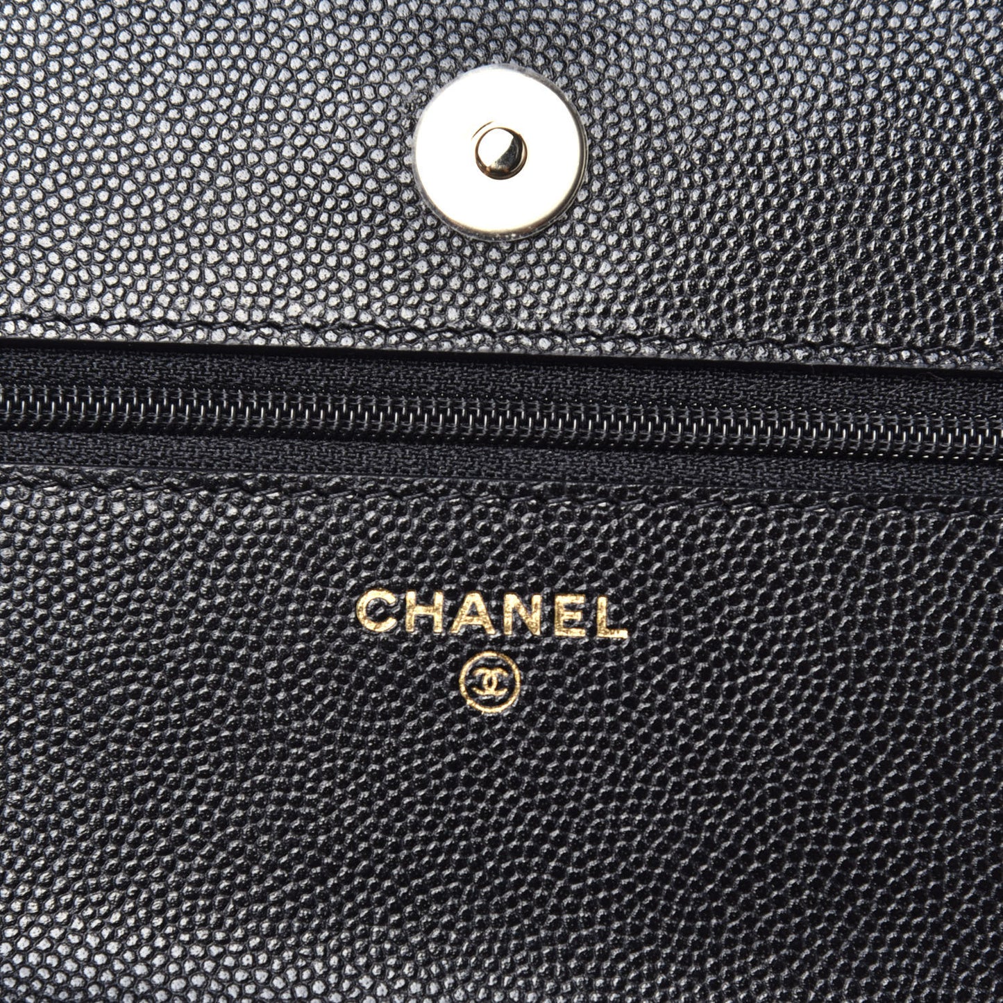 Caviar Quilted French New Wave Chain CC Wallet On Chain WOC Black