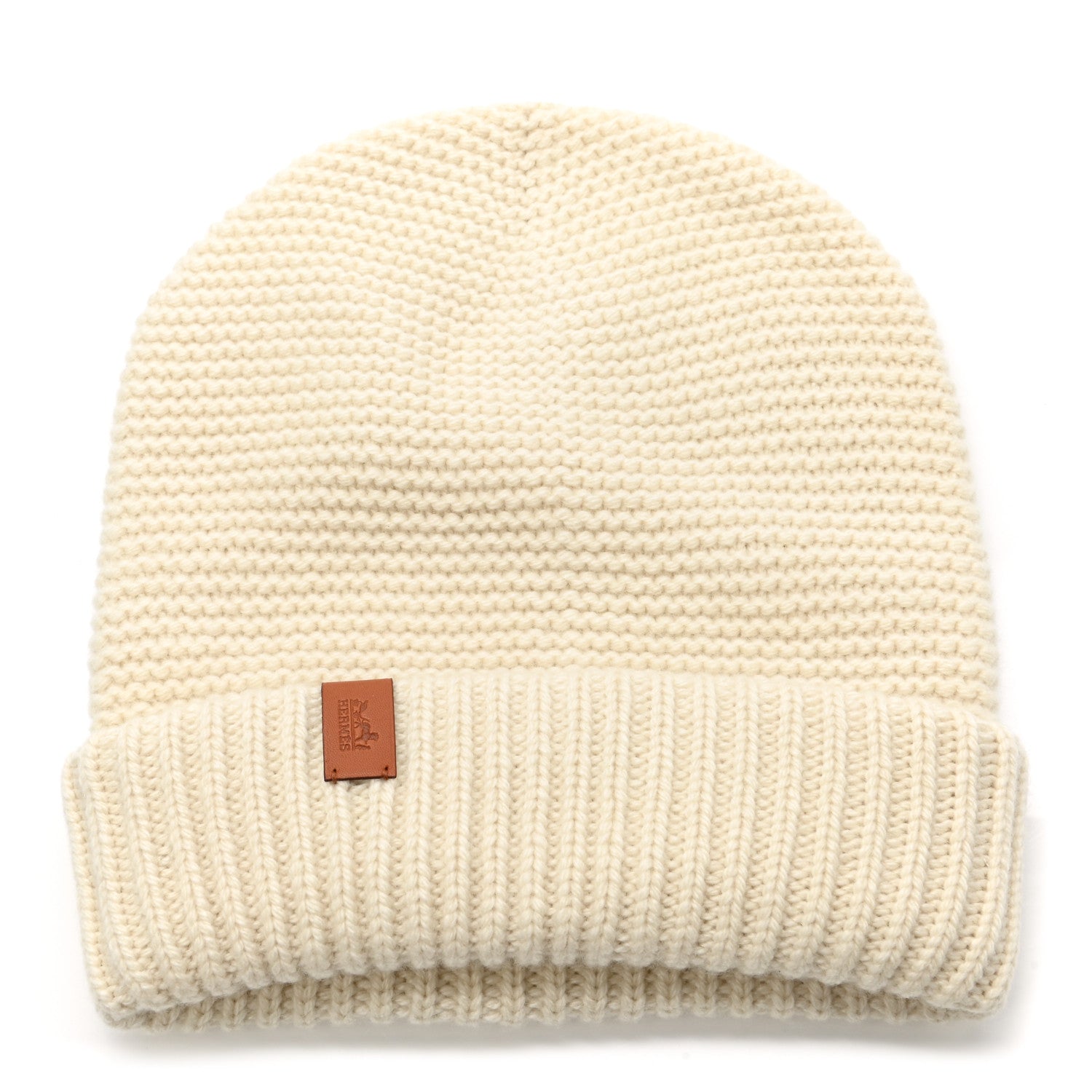 Hermes Cashmere Knit Boston Beanie Hat S Blanc Casse 1 of 5