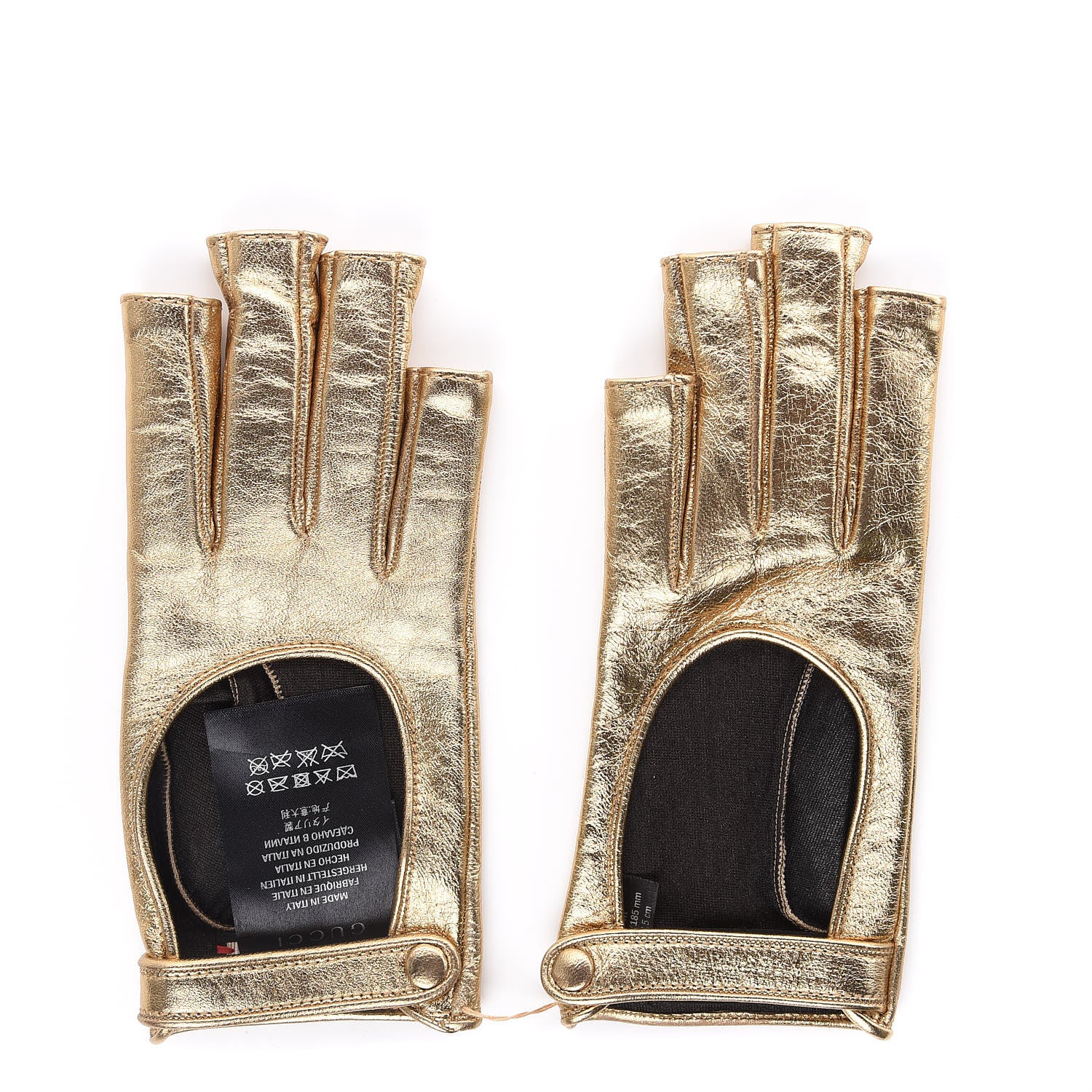Gucci Metallic Nappa Donna Fingerless Gloves 7.5 Gold 1 of 6