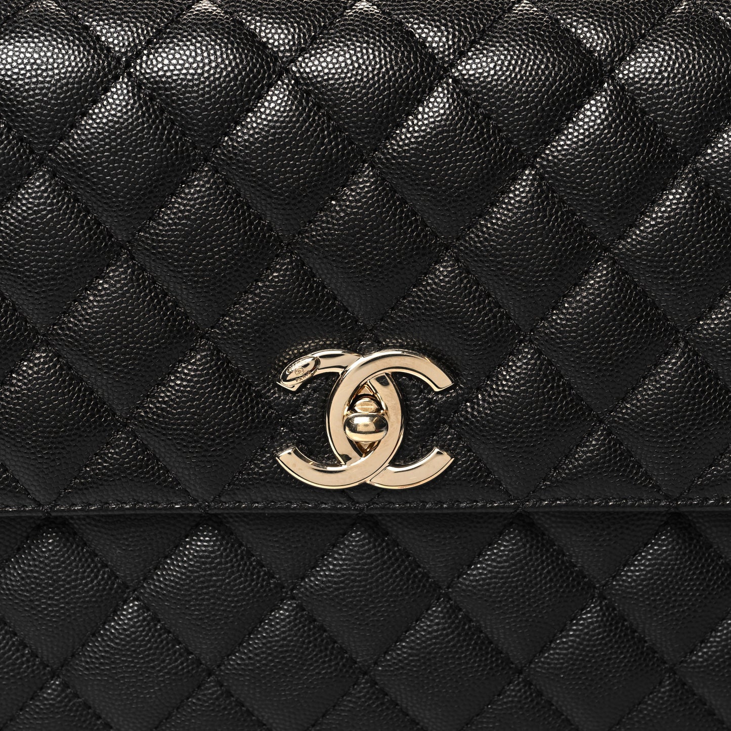 Caviar Quilted Medium Coco Handle Flap Black