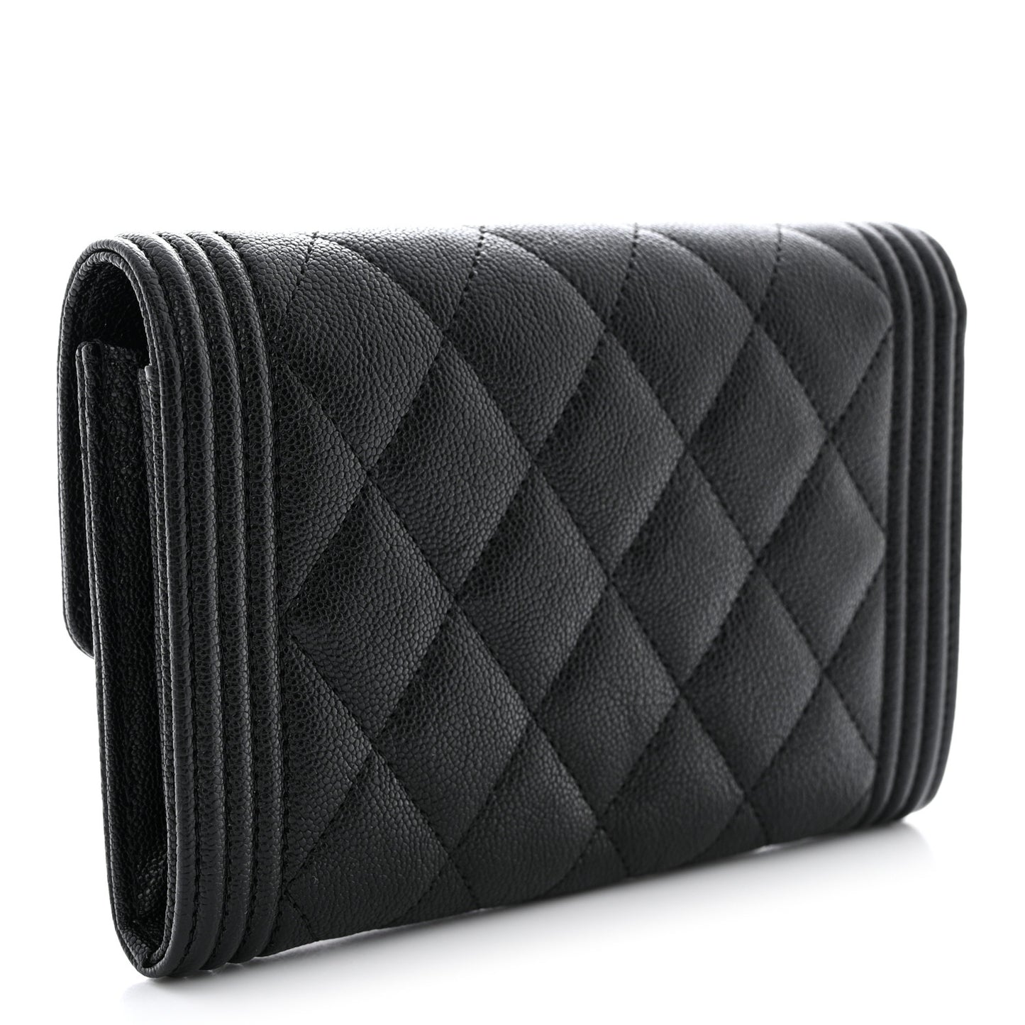Caviar Quilted Medium Boy Flap Wallet Black