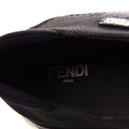 Fendi Jersey Vitello Bi-Color Mens Low Top Sneakers 10 Black Fumo 8 of 11