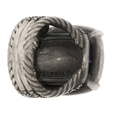 David Yurman Darkened Sterling Silver Diamond Amethyst 20mm Chatelaine Ring 48 4.5 5 of 10