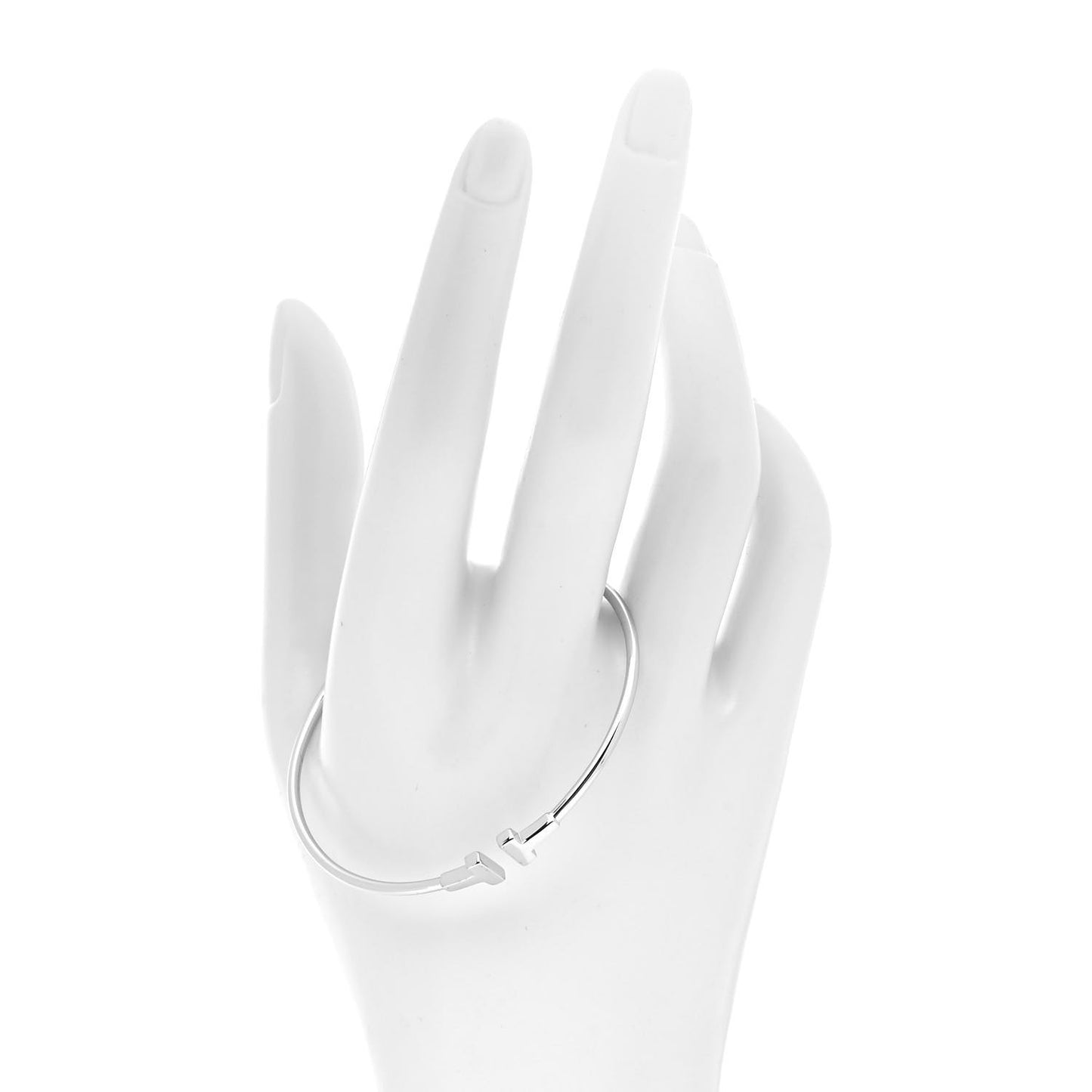 18K White Gold Narrow T Wire Bracelet