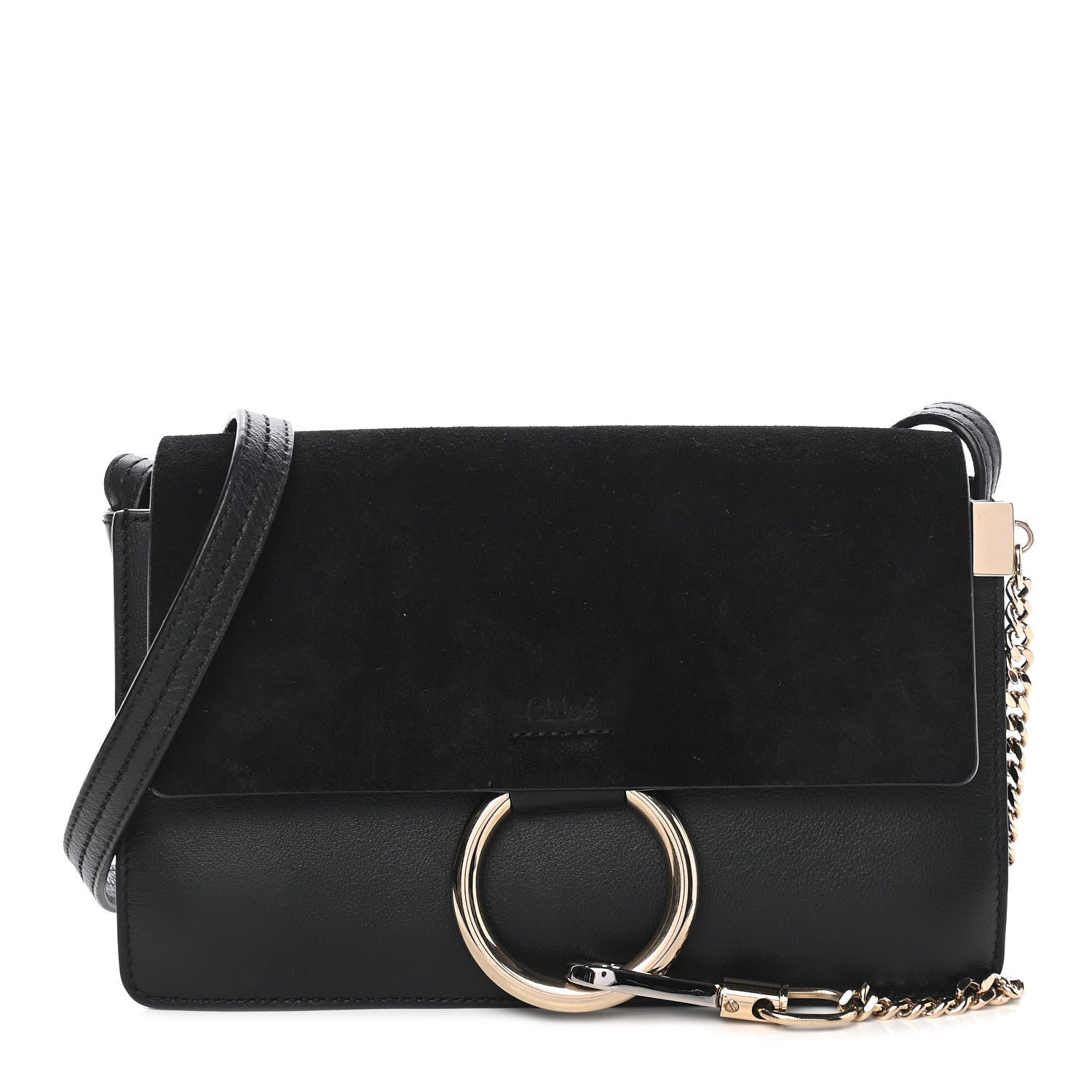 Chloe Suede Calfskin Small Faye Shoulder Bag Black 1 of 10