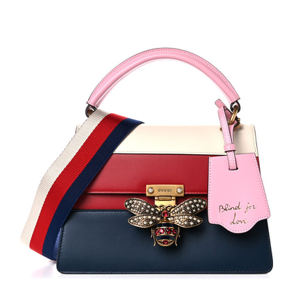 Gucci Calfskin Sylvie Web Small Queen Margaret Top Handle Bag Blue Agata Hibiscus Red Mystic White Sugar Pink 1 of 16