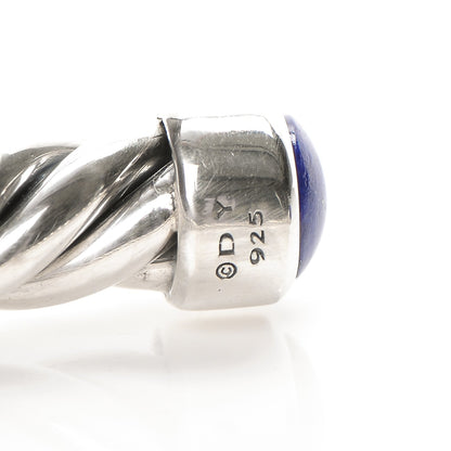 David Yurman Sterling Silver Lapis Lazuli 6mm Cable Classic Cuff Bracelet 4 of 5