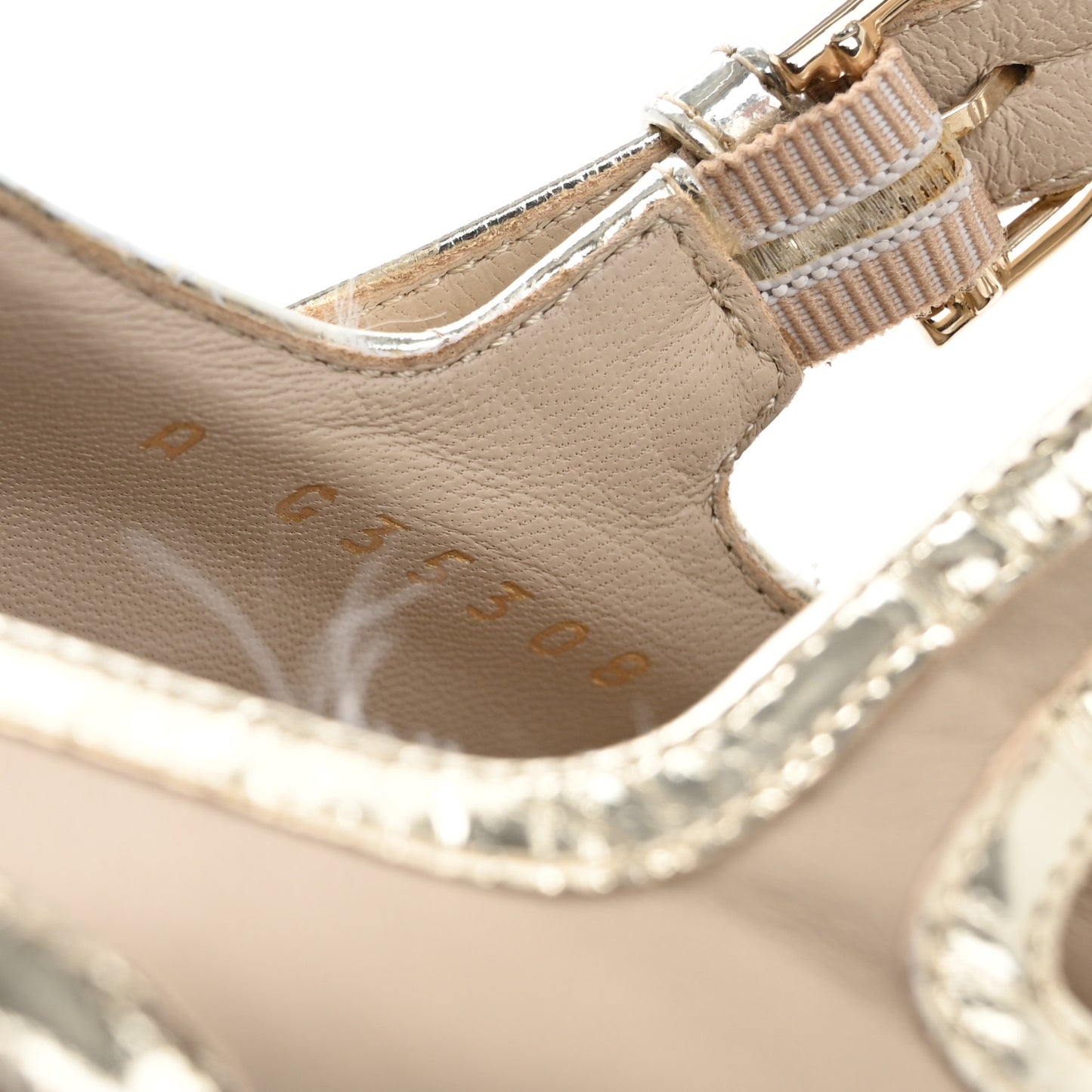 Lambskin Metallic Grosgrain Cap Toe Mary Jane Platform Pumps 41  Gold
