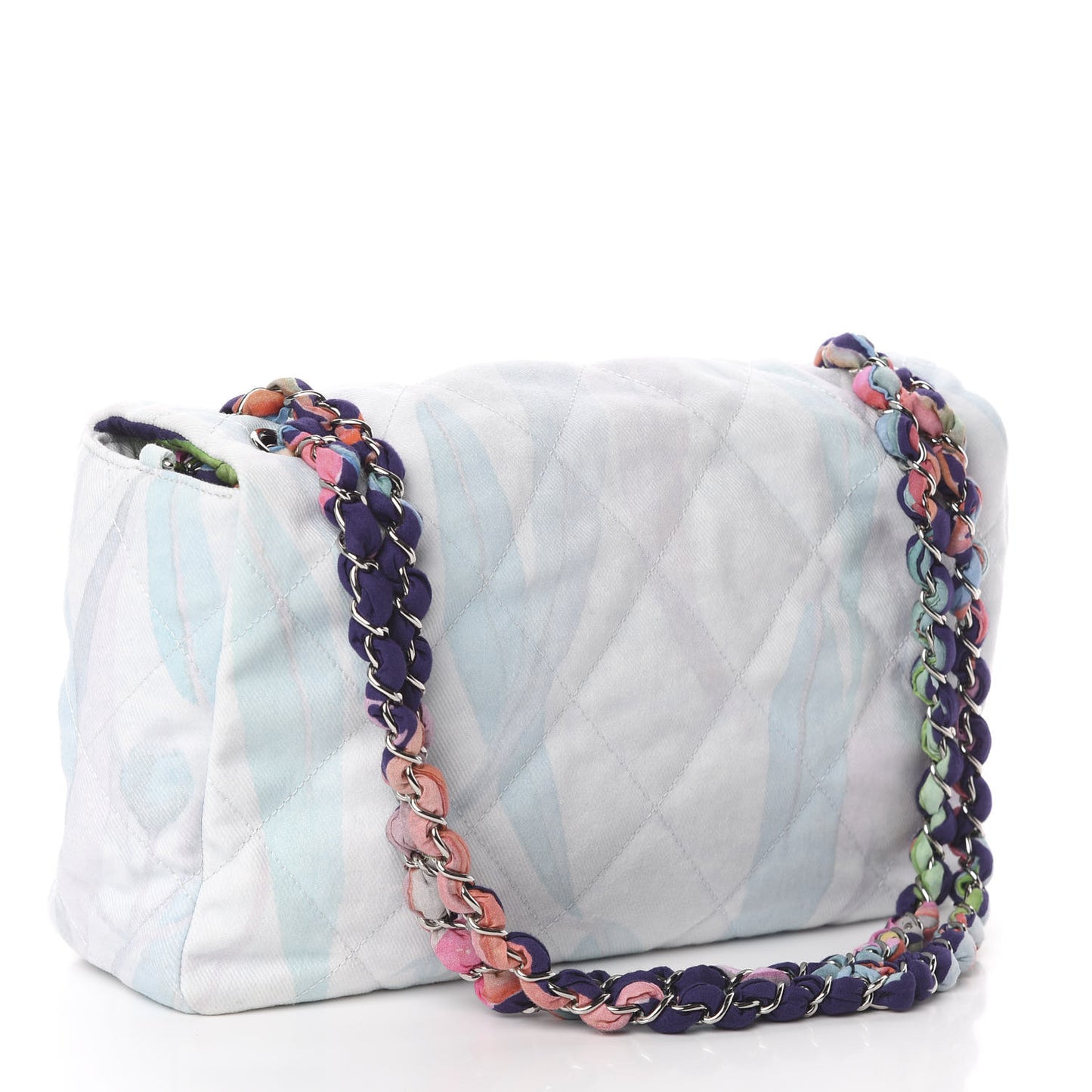 Canvas Quilted Printed Flap White Multicolor