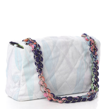 Chanel Canvas Quilted Printed Flap White Multicolor 2 of 9