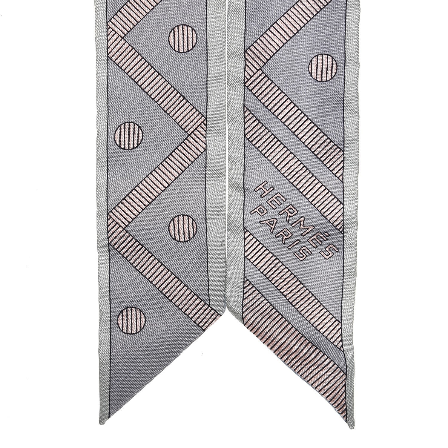 Hermes Silk Balade En Berline Twilly Gris Bleu Beige Rose 3 of 5