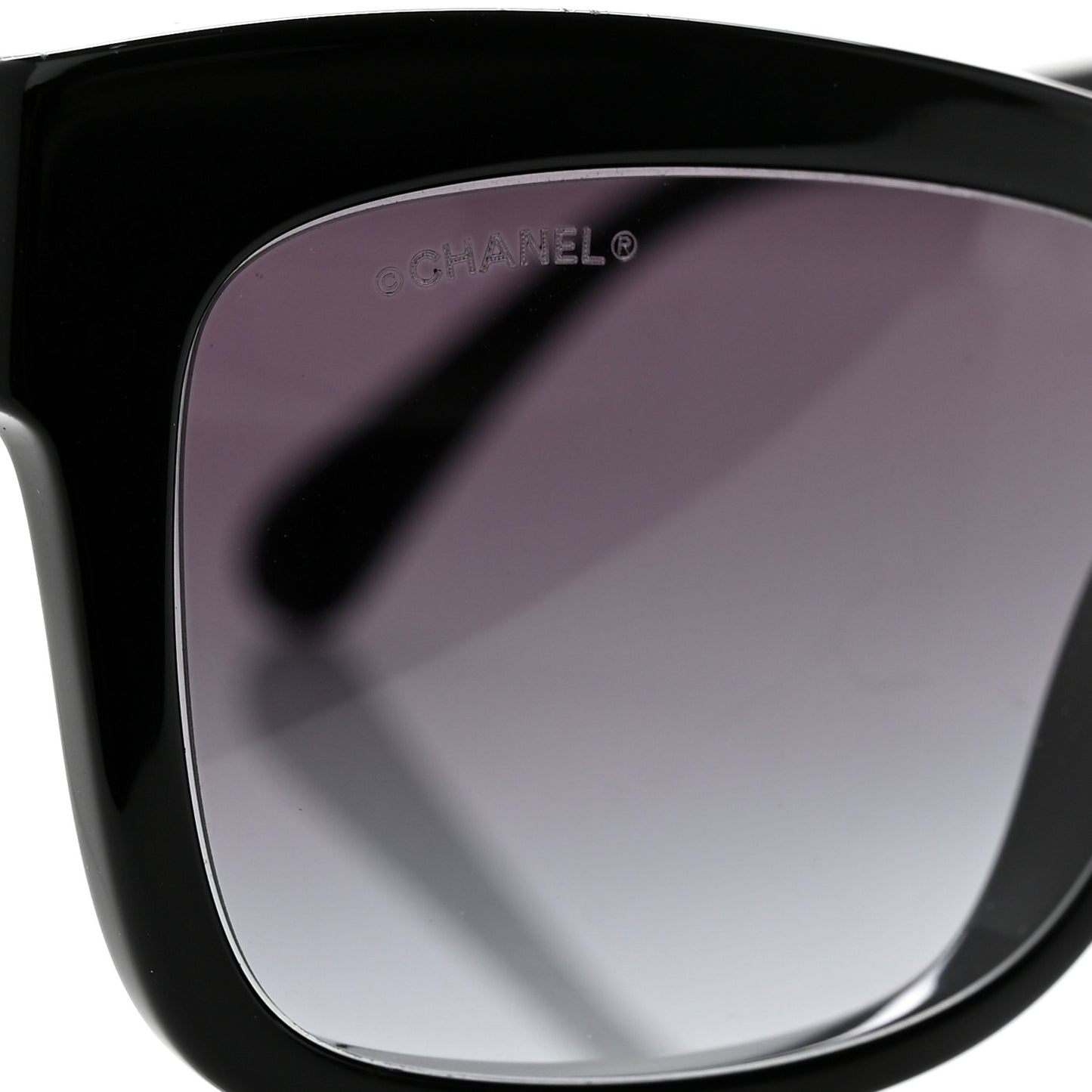 Acetate Crystal CC Rectangle Sunglasses 5496-B Black