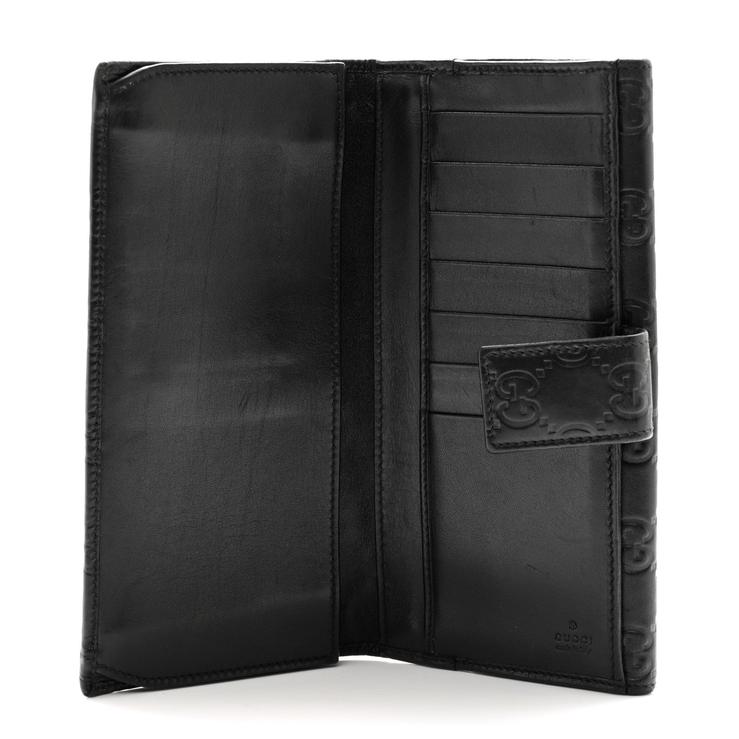 Gucci Guccissima Margaux Calfskin Metal Bar Continental Flap Wallet Black 5 of 9