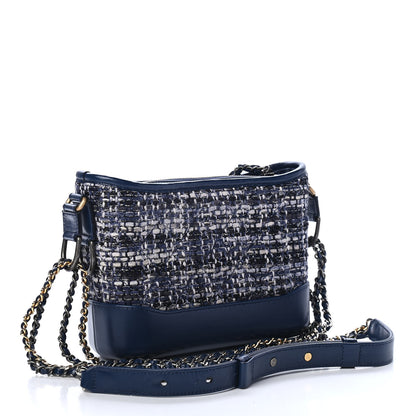 Chanel Tweed Calfskin Small Gabrielle Hobo Blue 2 of 4