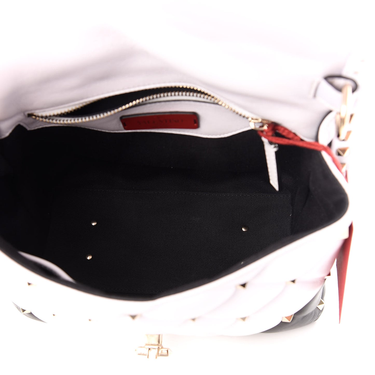 Nappa Medium Candystud Top Handle Bag White Black