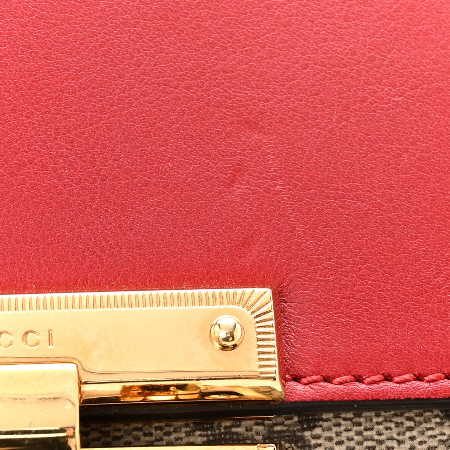 GG Supreme Monogram Calfskin Medium Padlock Shoulder Bag Beige Hibiscus Red New Rosette