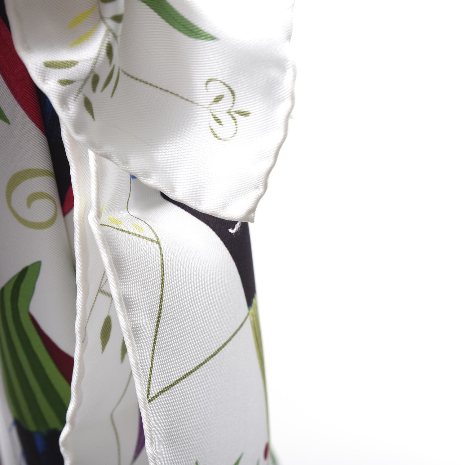Hermes Silk Le Bal Des Oiseaux Scarf 90 White Vert Multicolor 5 of 5