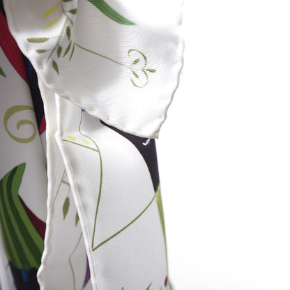 Hermes Silk Le Bal Des Oiseaux Scarf 90 White Vert Multicolor 5 of 5