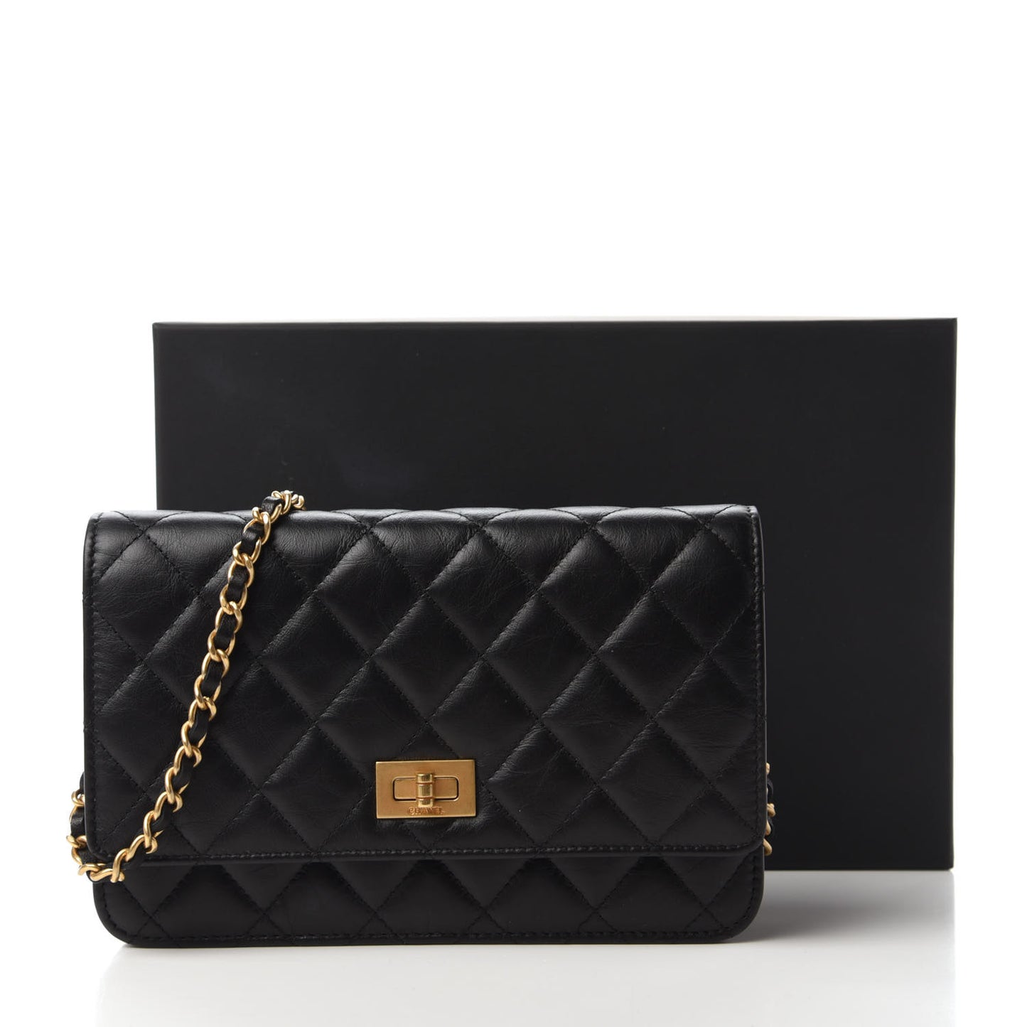 Aged Calfskin Quilted Reissue Wallet On Chain WOC Black