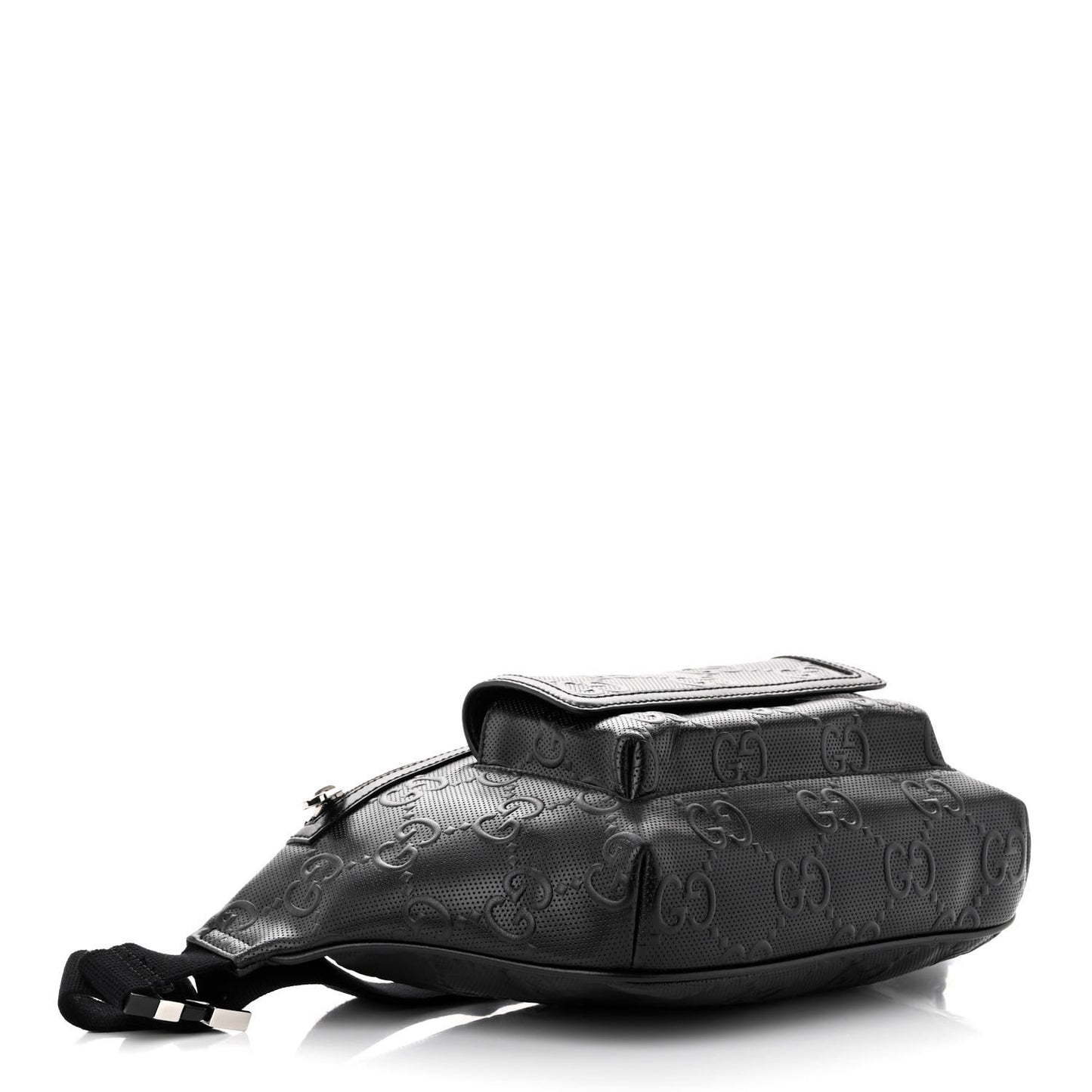 Calfskin GG Tennis Embossed Pocket Belt Bag Black