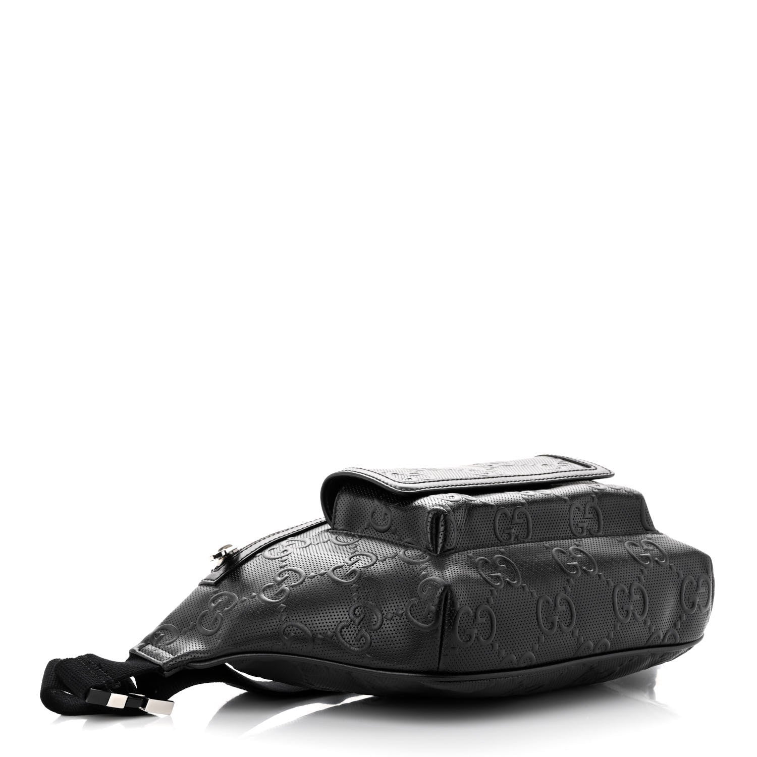 Gucci Calfskin GG Tennis Embossed Pocket Belt Bag Black 4 of 11
