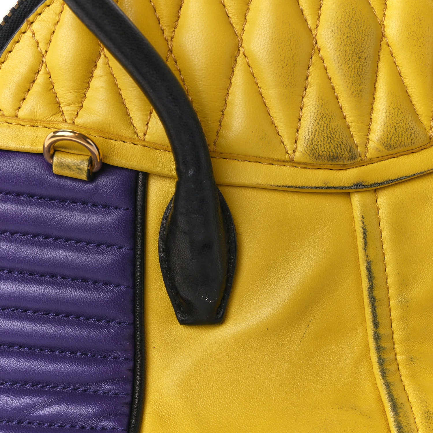 Miu Miu Nappa Matelasse Biker Satchel Sole Viola 12 of 20