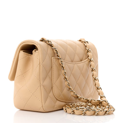 Chanel Lambskin Quilted Mini Rectangular Flap Beige 3 of 12