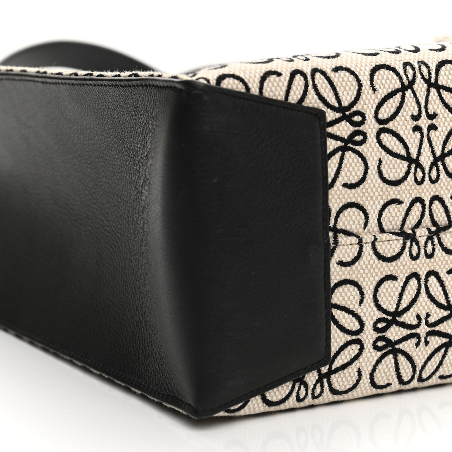 Jacquard Anagram Calfskin Buckle Tote Black